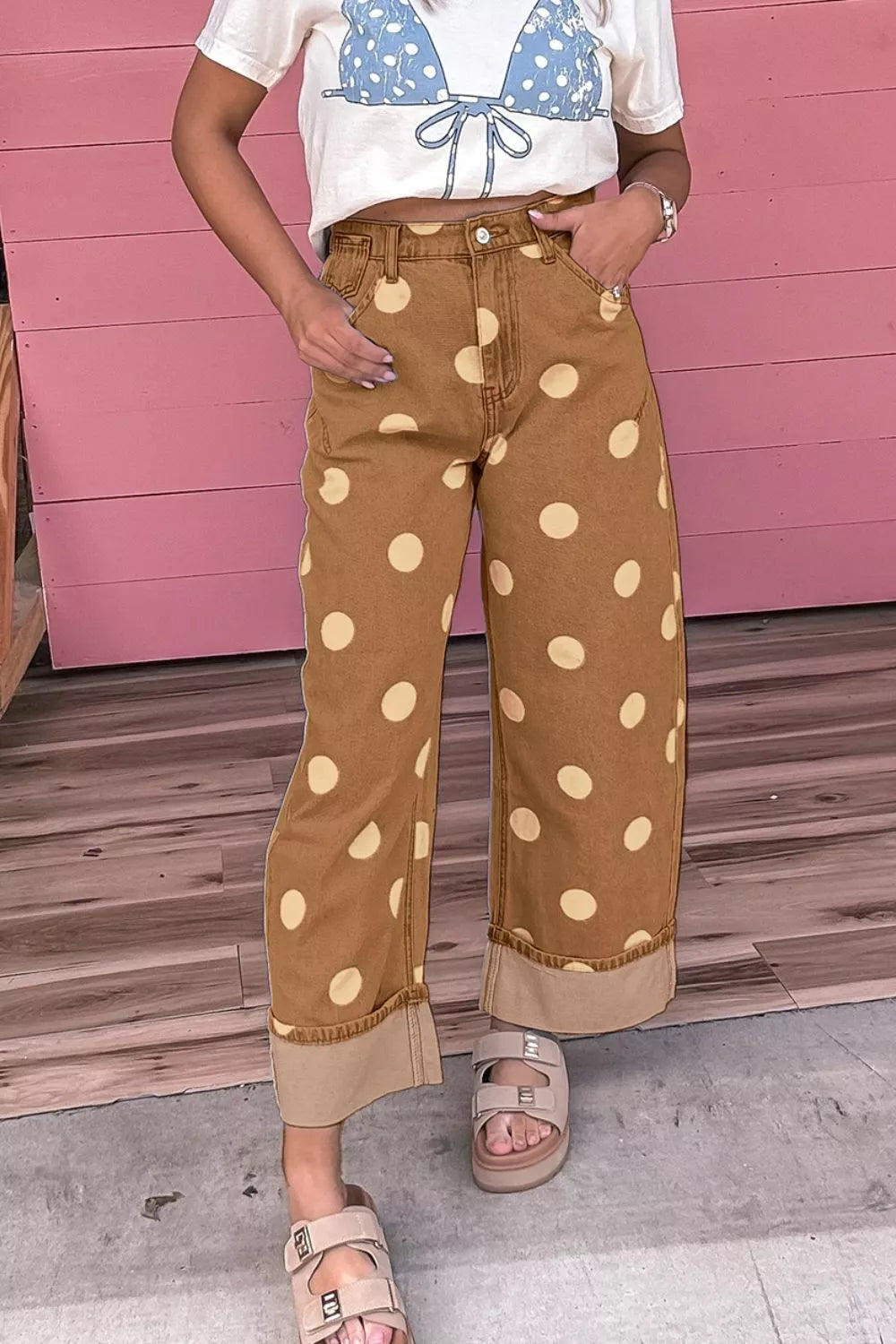 Trendsi Polka Dot Wide Leg Jeans -