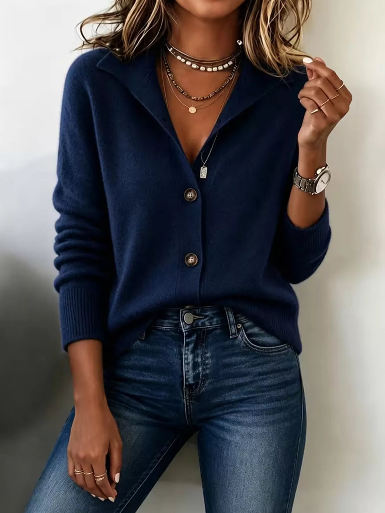Trendsi Button-Down Knit Cardigan -