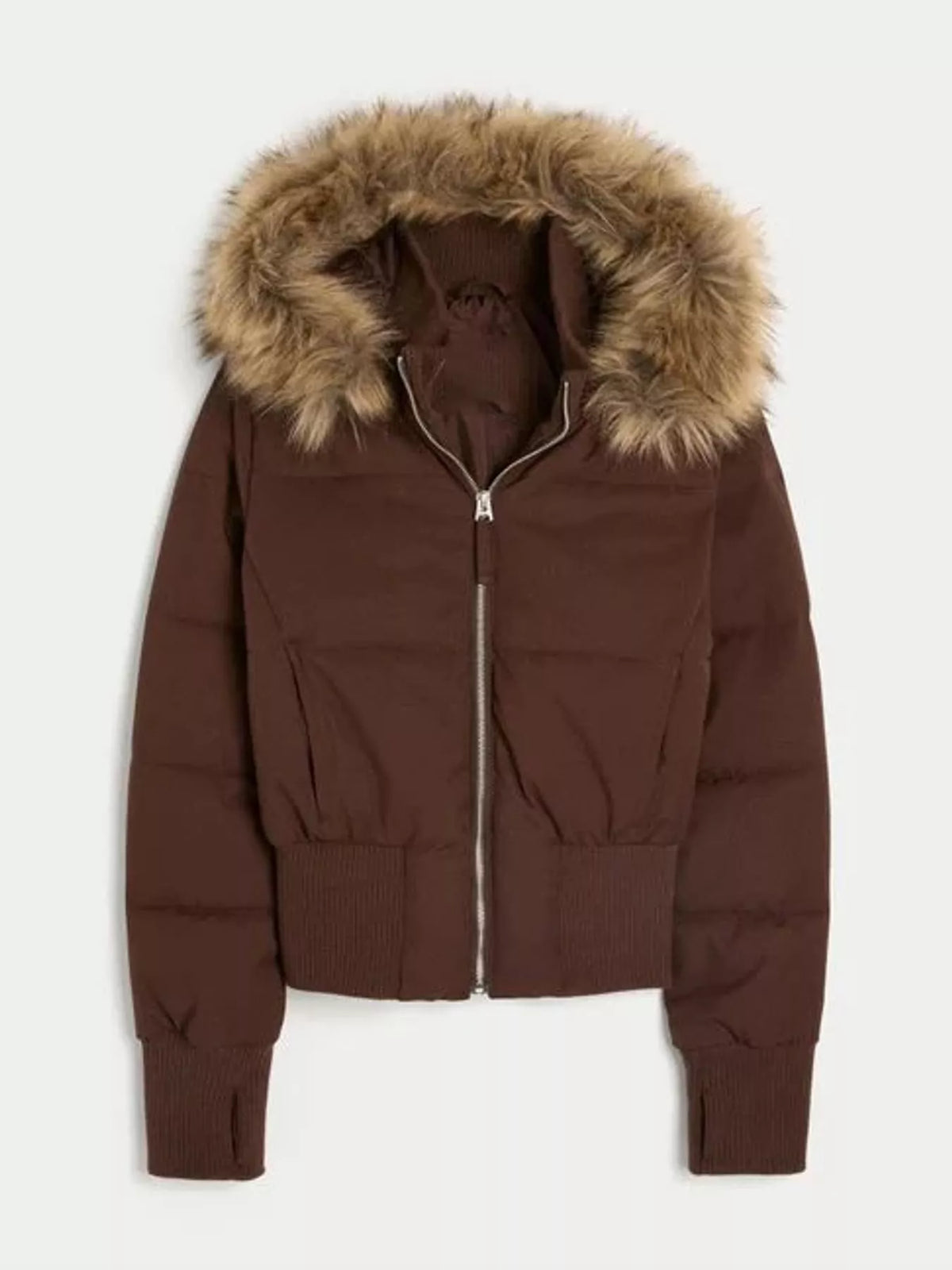 Faux Fur Hooded Puffer Jacket — garment front