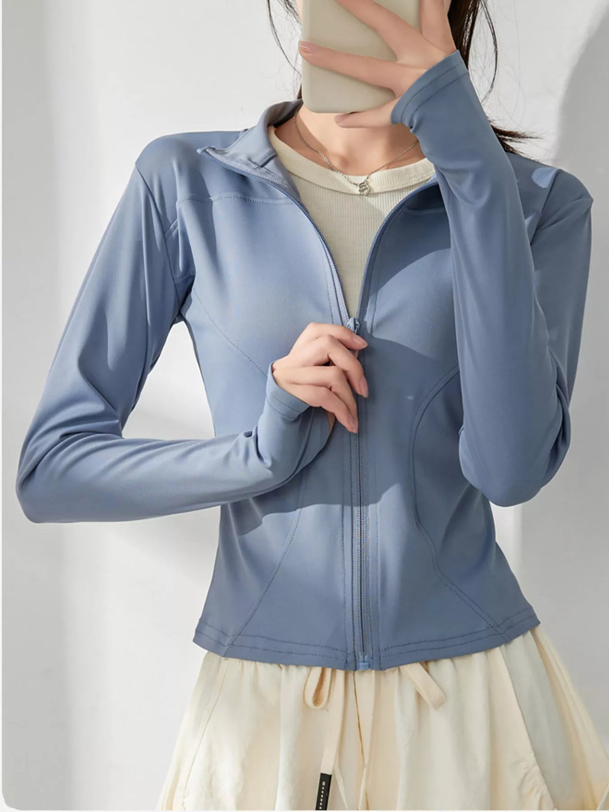 Blue quick-dry zip-up jacket