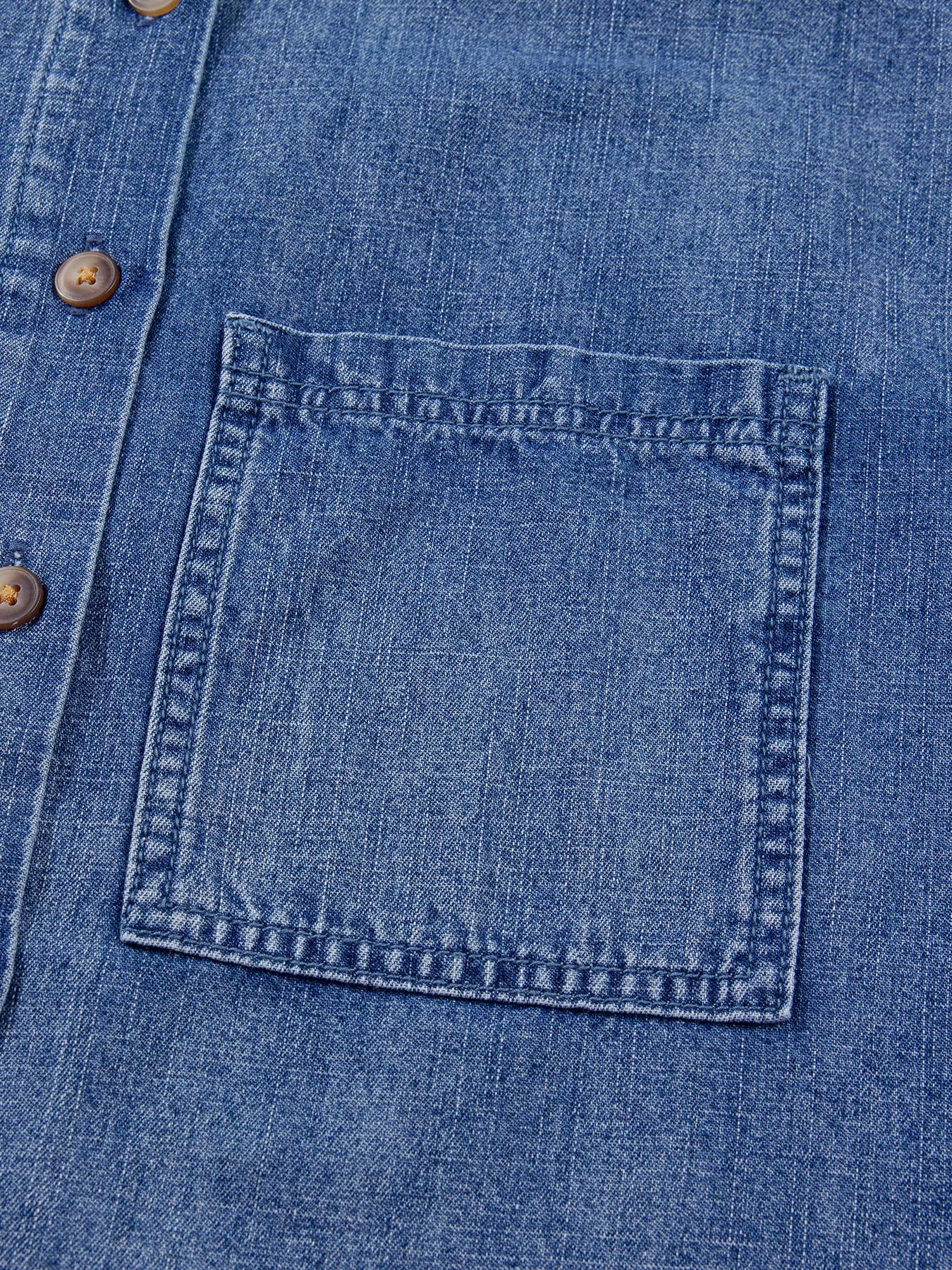 Trendsi Three Quarter Sleeve Button Front Loose Denim Shirt -