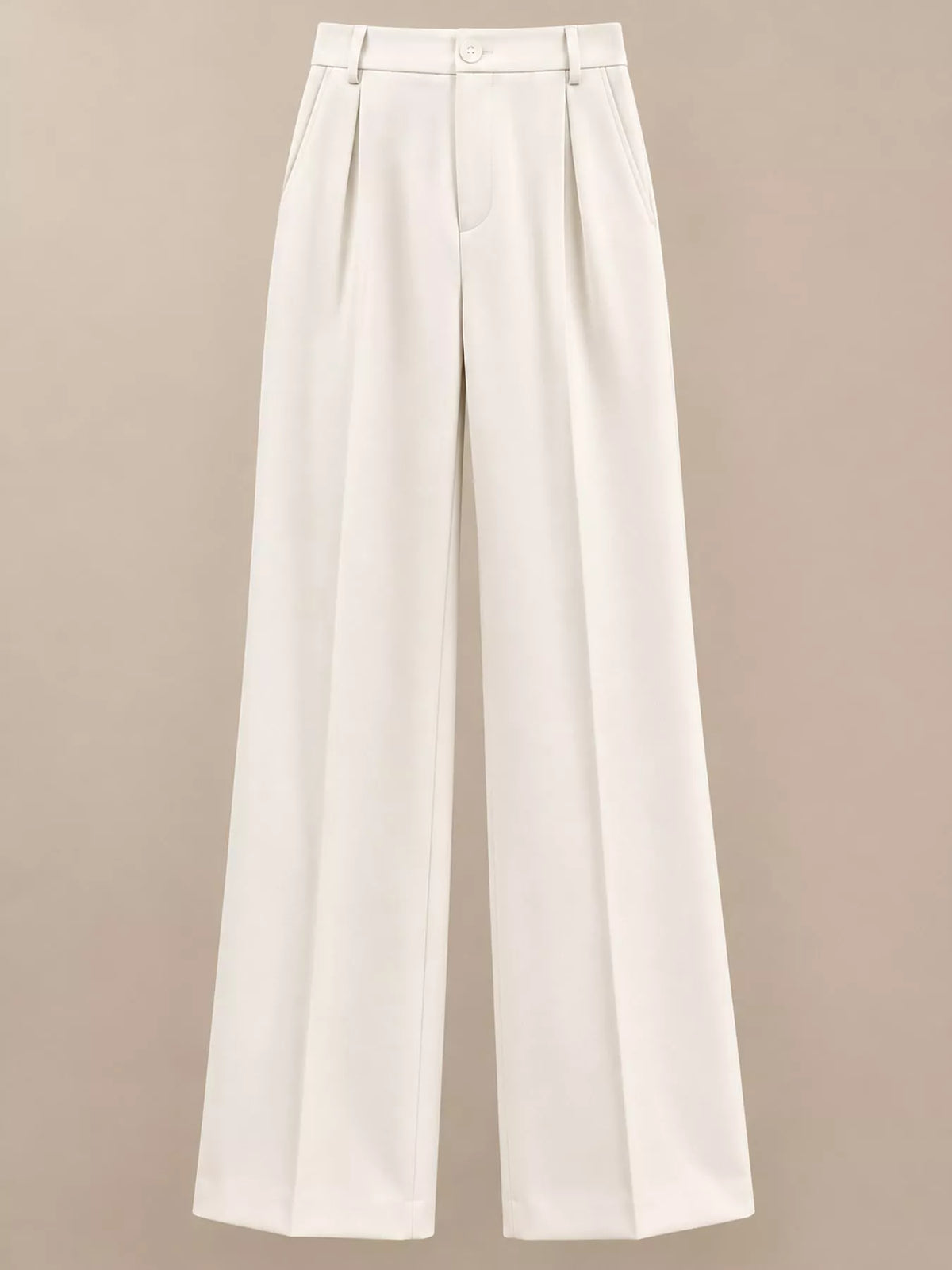 Women's Pleated Wide-Leg Trousers in white — flat lay view