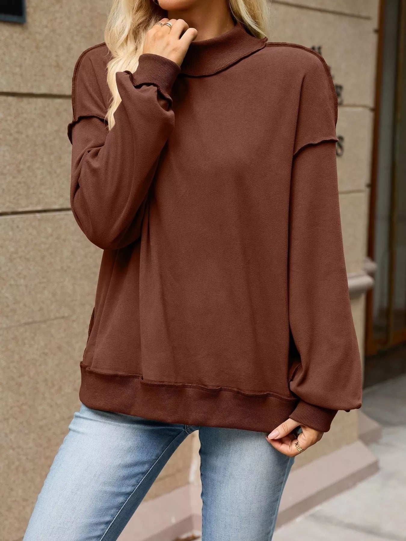 Trendsi Loose Fit Crew Neck Sweatshirt -