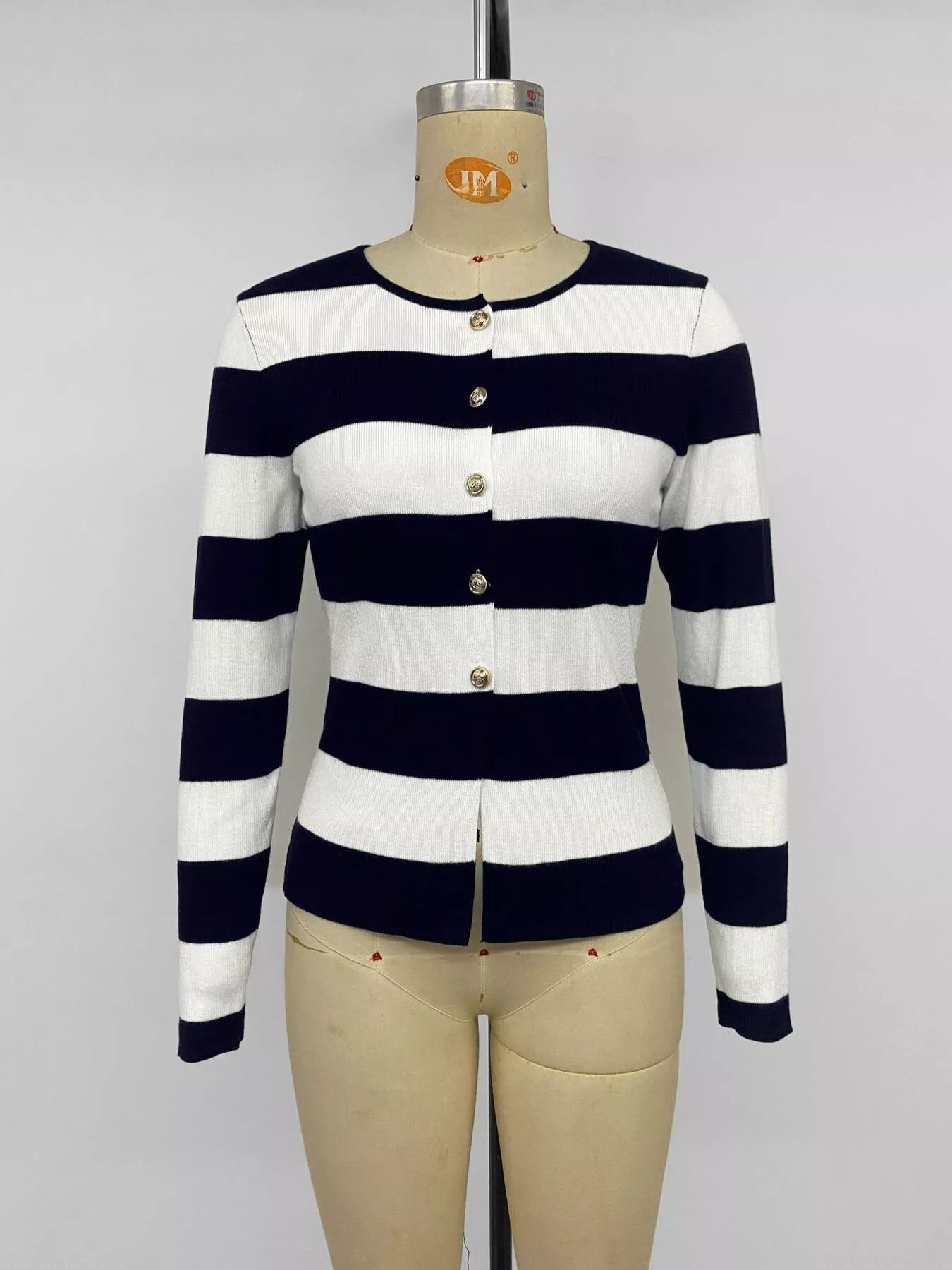 Trendsi Striped Button-Down Knit Cardigan -