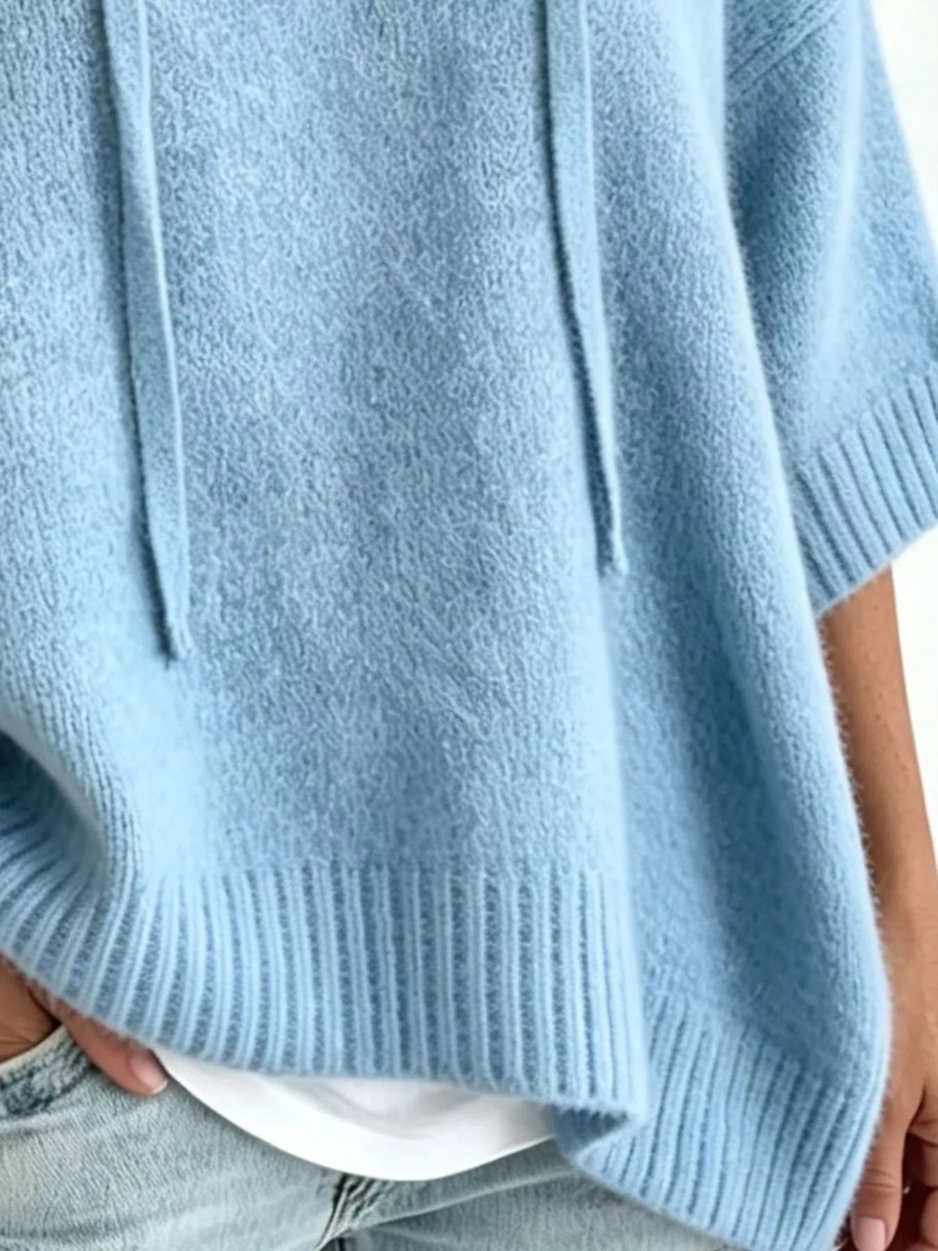 Trendsi Striped Hooded Sweater with Button Detail -