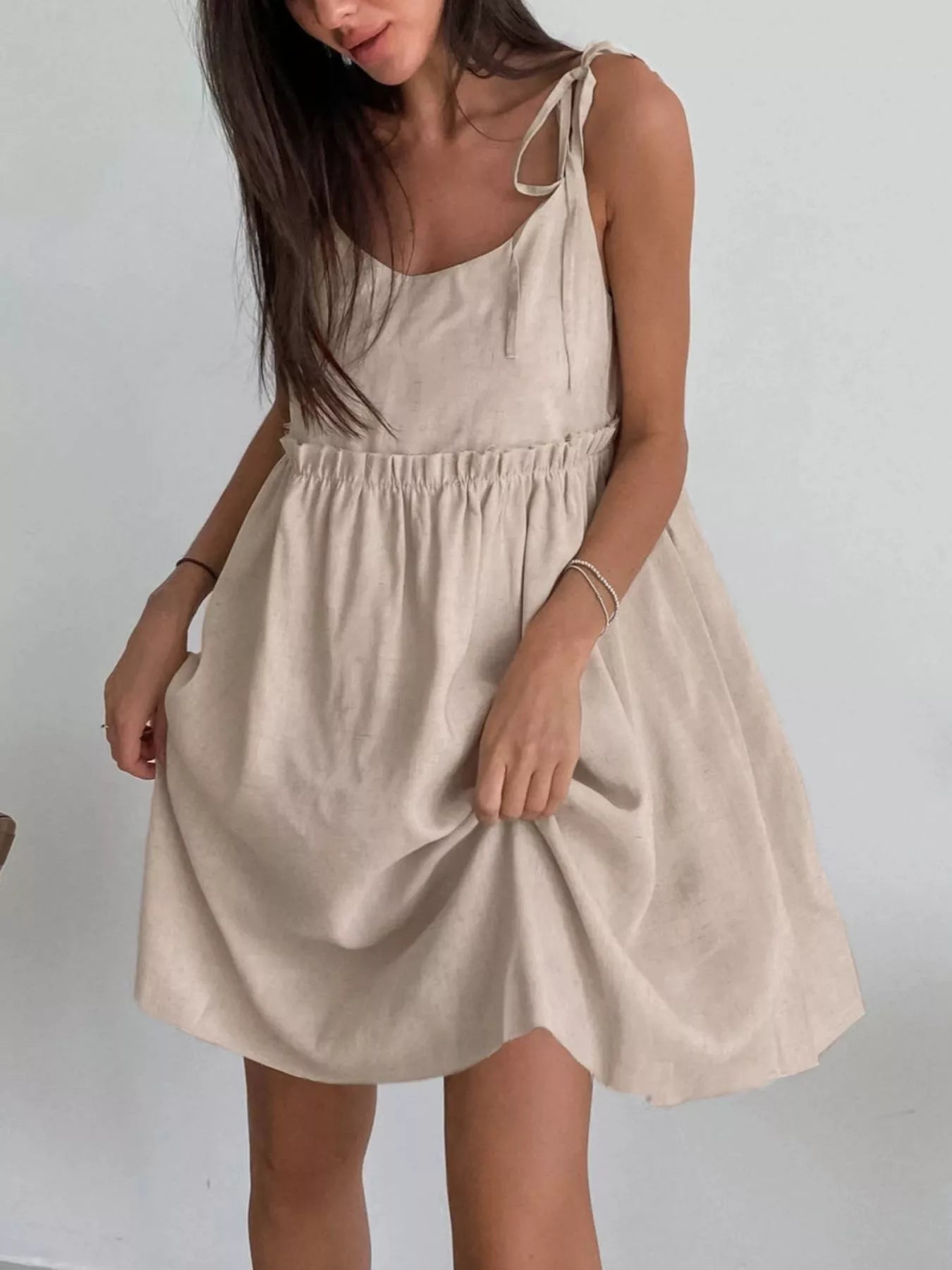 Trendsi Frill Tie Shoulder Mini Dress -
