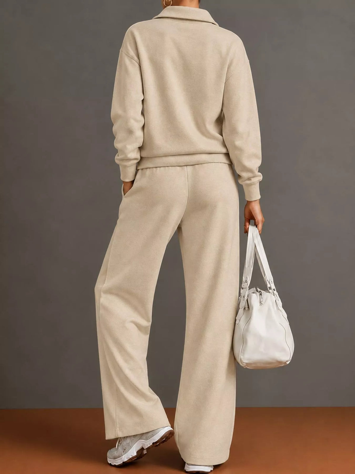 Collared long sleeve outfit set, back view
