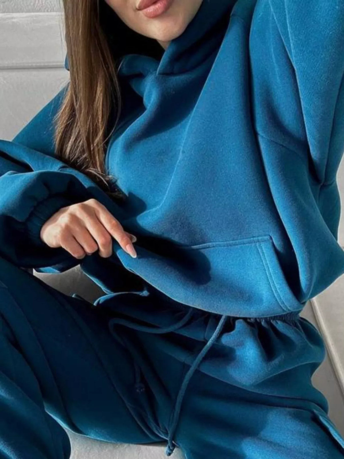 Trendsi Kangaroo Pocket Hoodie and Joggers Set -