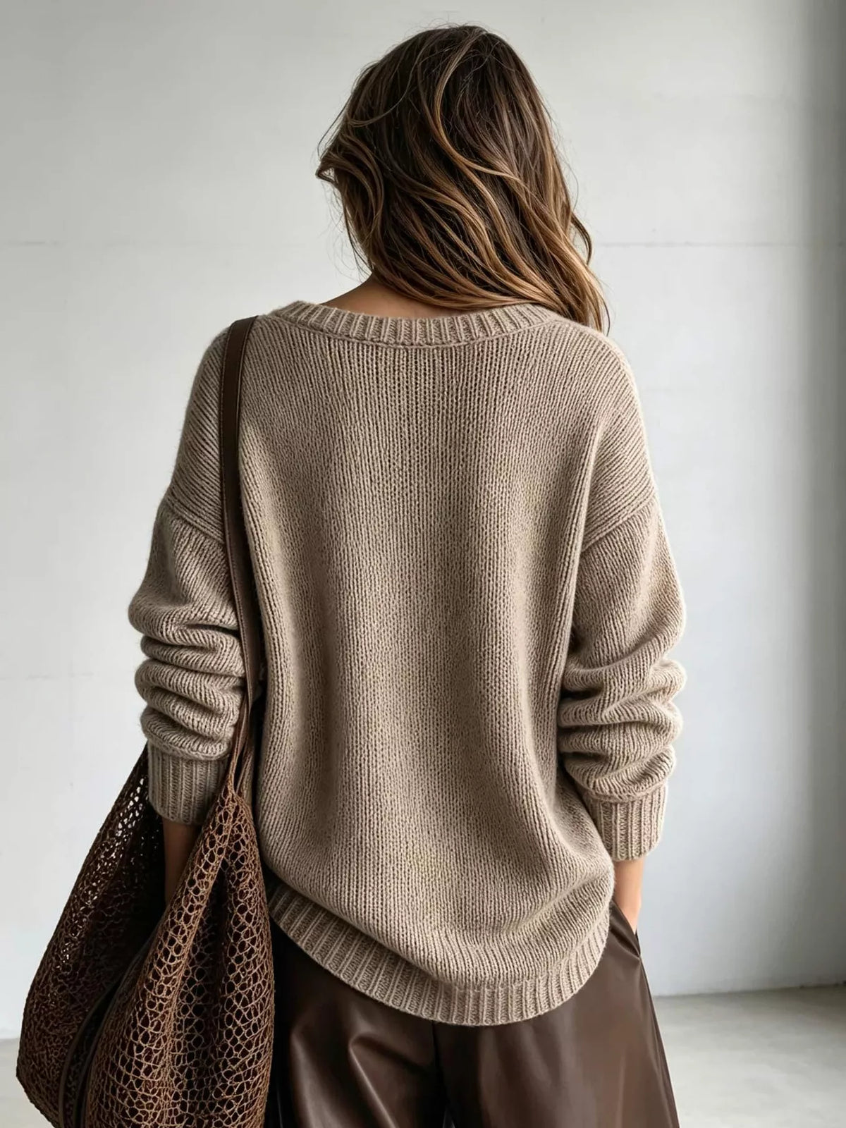 Trendsi V-Neck Dropped Shoulder Sweater -