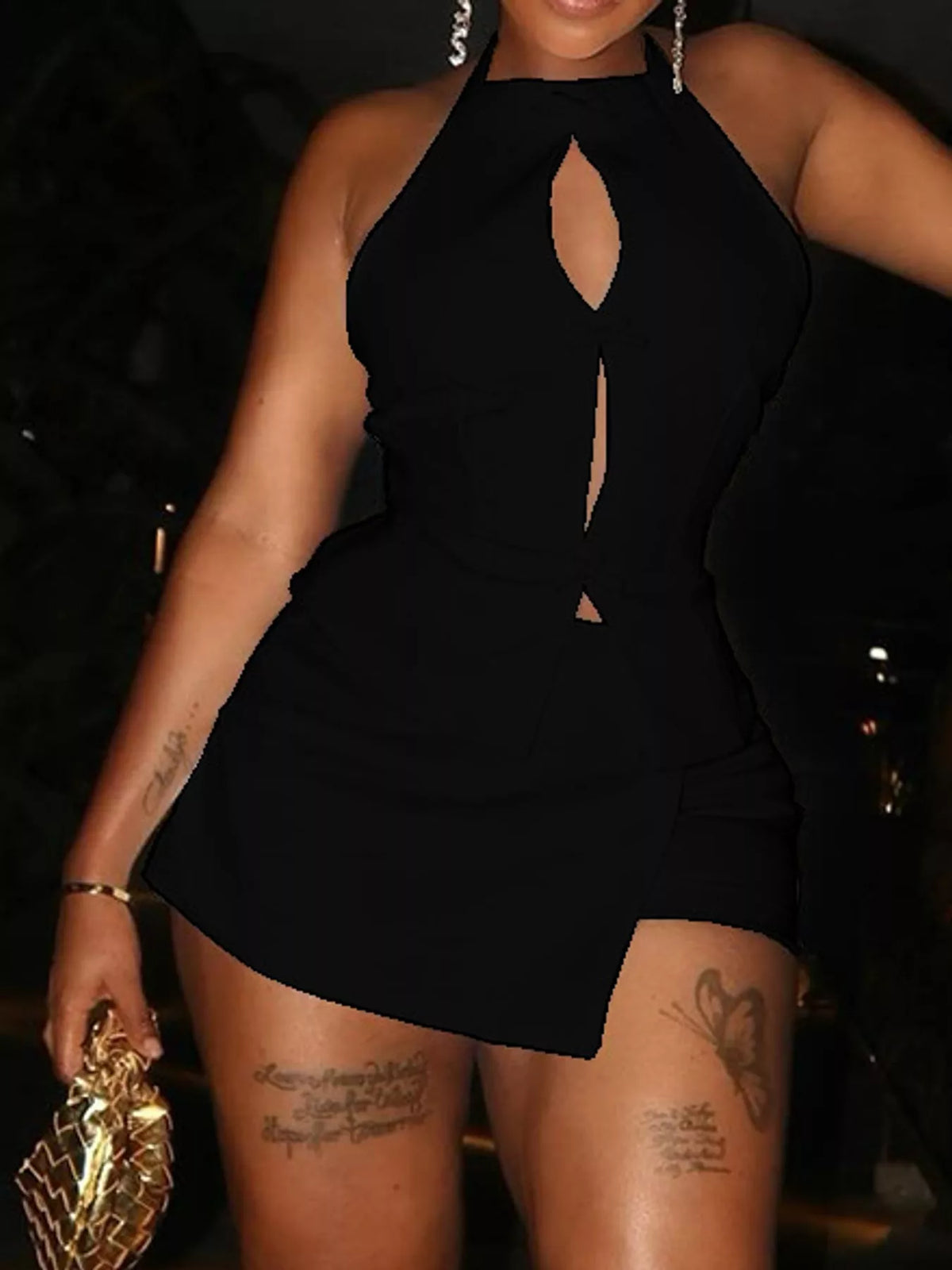 Halter Cut-Out Vest and Skort Set — front view