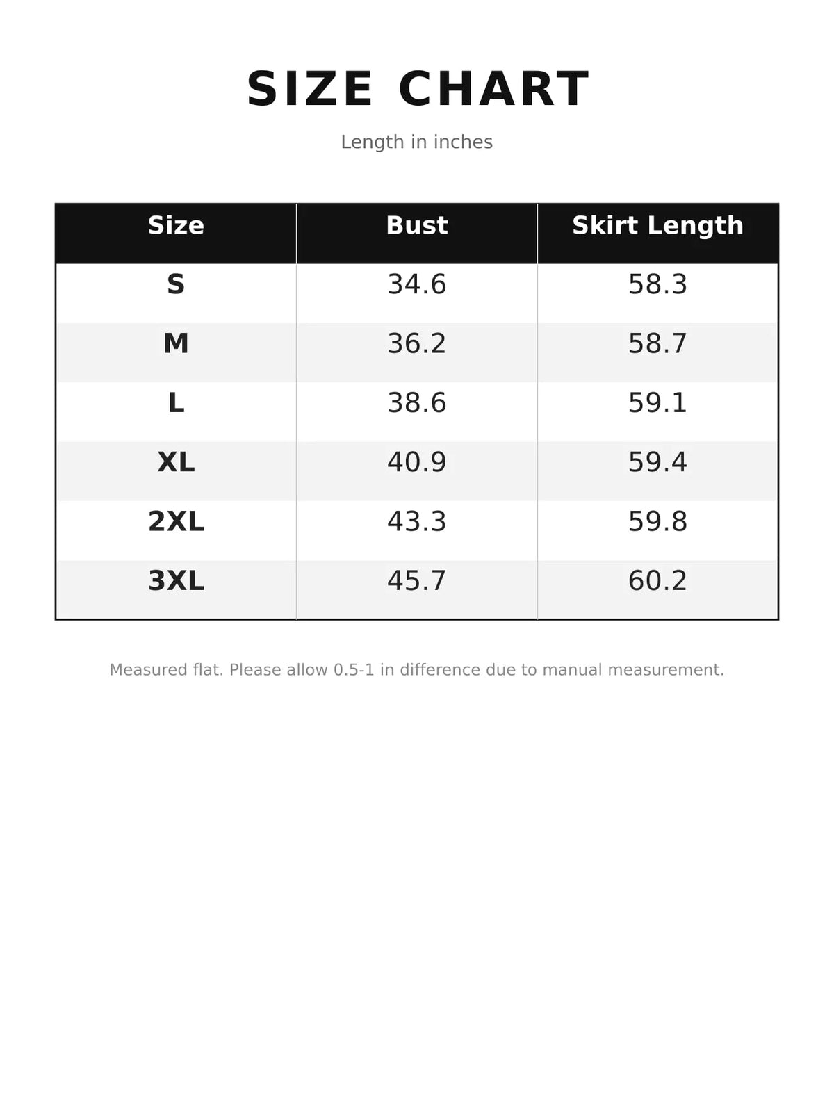Size chart for women's satin cape sleeve maxi dress