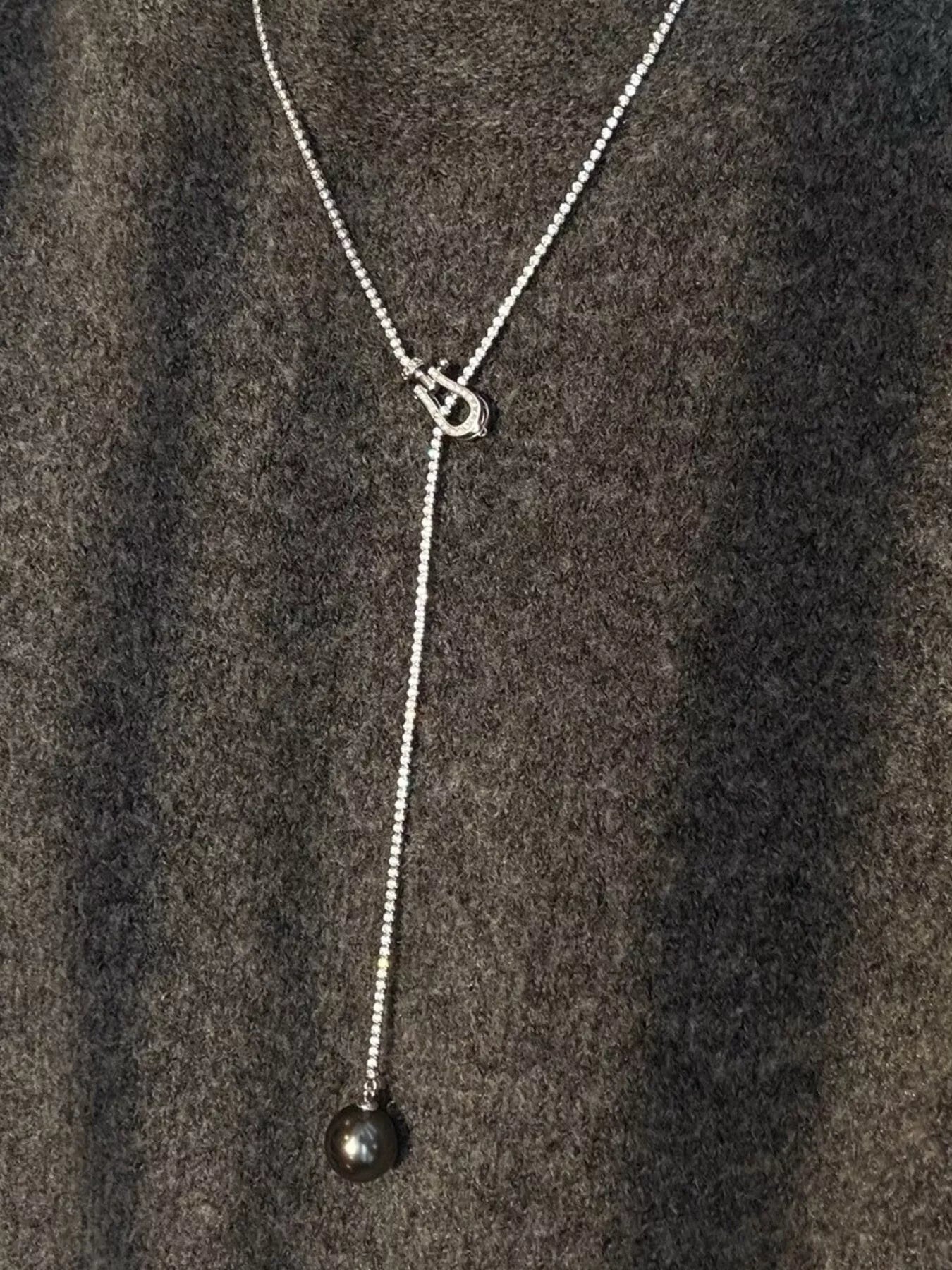 Trendsi Alloy Pearl Drop Y-Necklace -