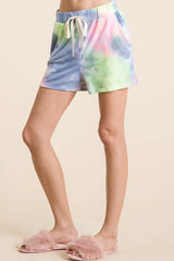 Trendsi BiBi Tie Dye Casual Shorts with Twill Tape Drawstring -