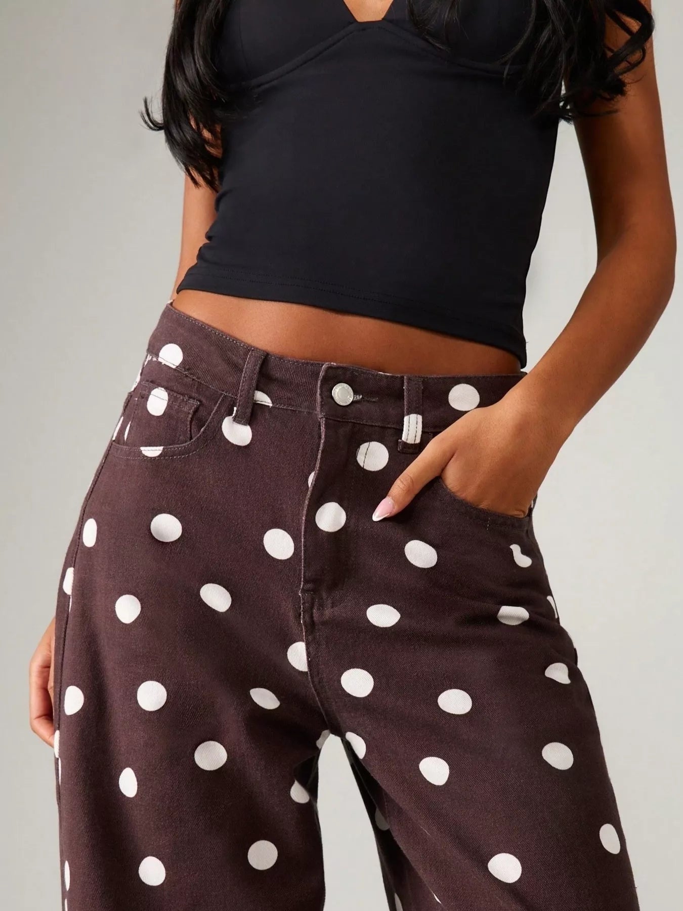 Trendsi Polka Dot Wide-Leg Jeans -