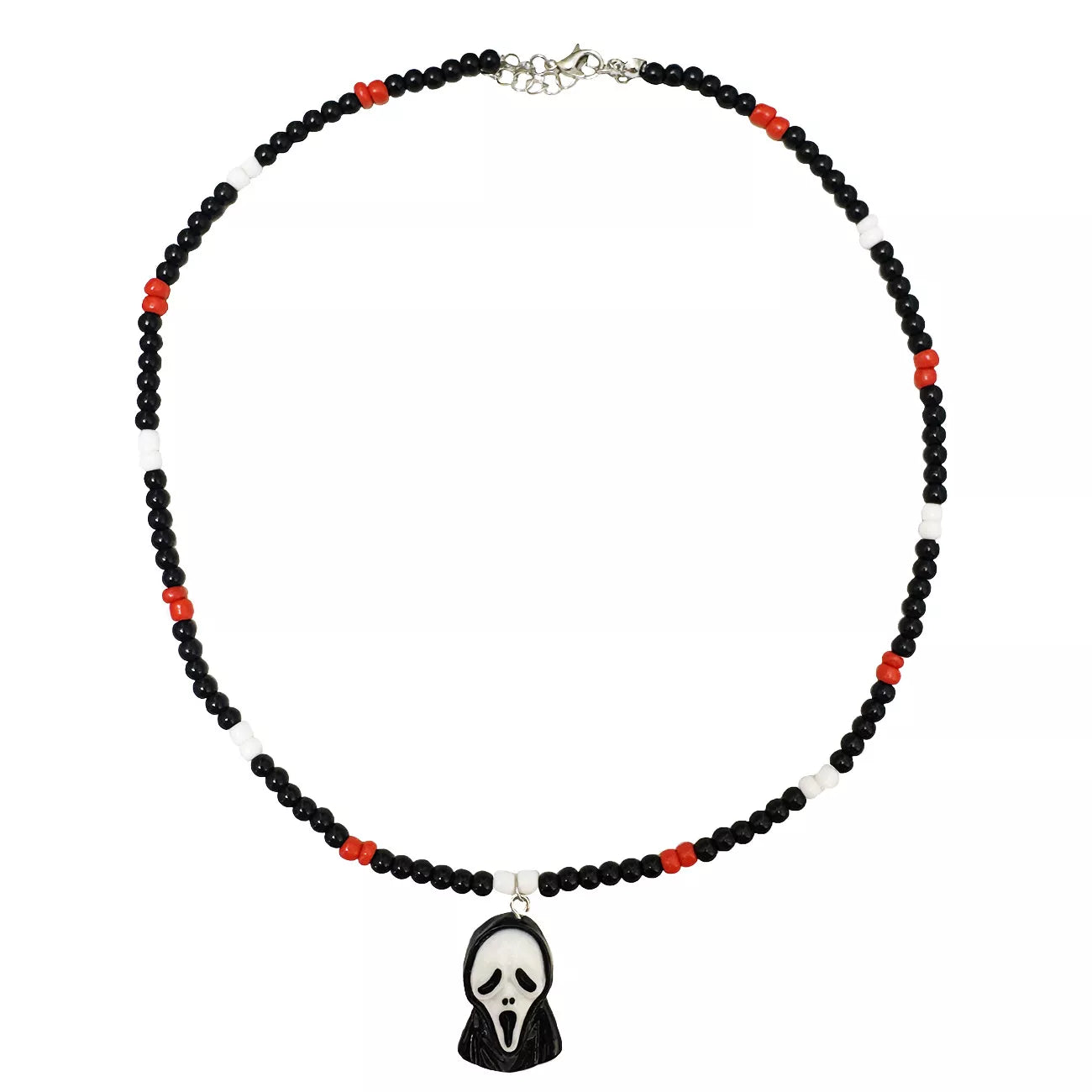 Trendsi Gothic Horror Scream Mask Beaded Pendant Necklace -