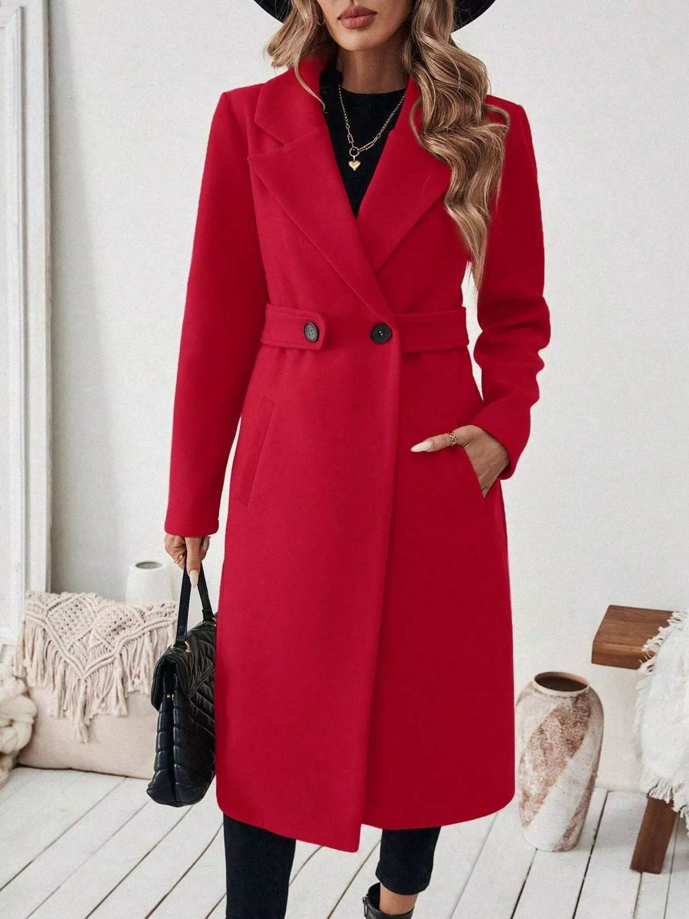 Trendsi Single-Button Longline Coat -