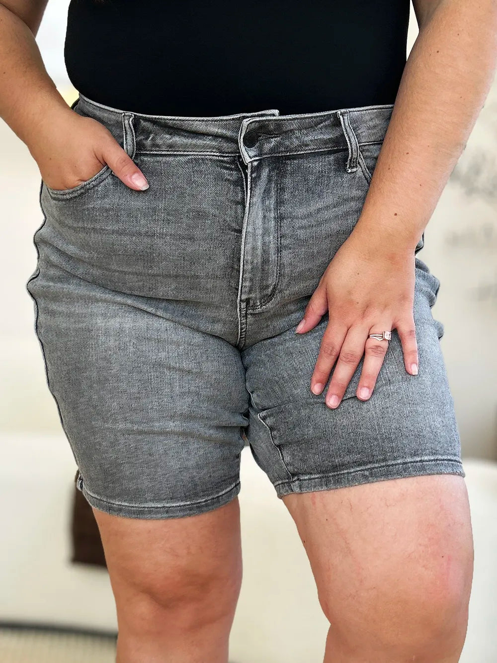 Trendsi Judy Blue Full Size High Waist Washed Denim Shorts -