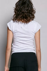 Trendsi POL V-Neck Lightweight Textured Short Sleeve Knit Top with Lace Trim -