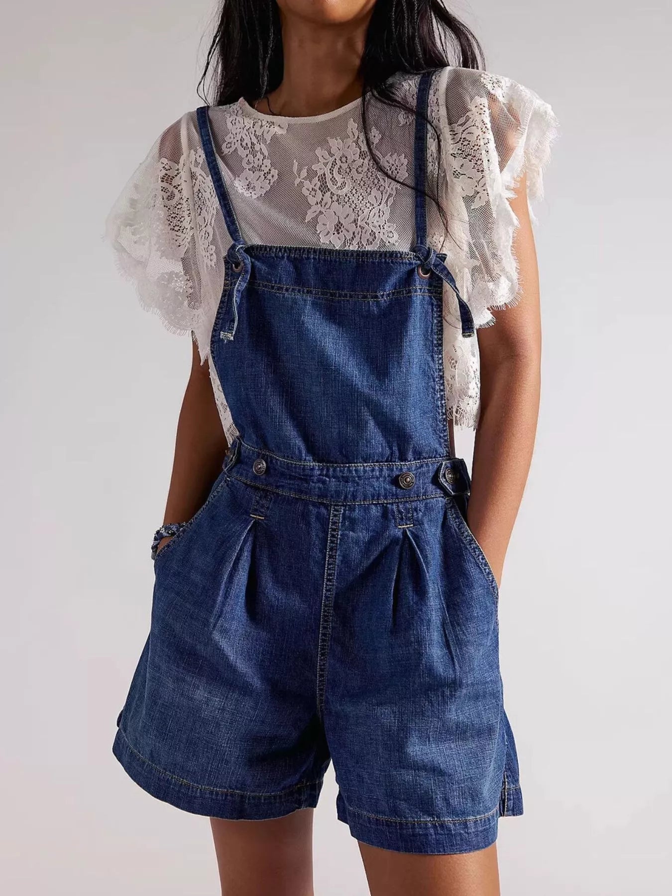 Trendsi Backless Denim Short Overalls -