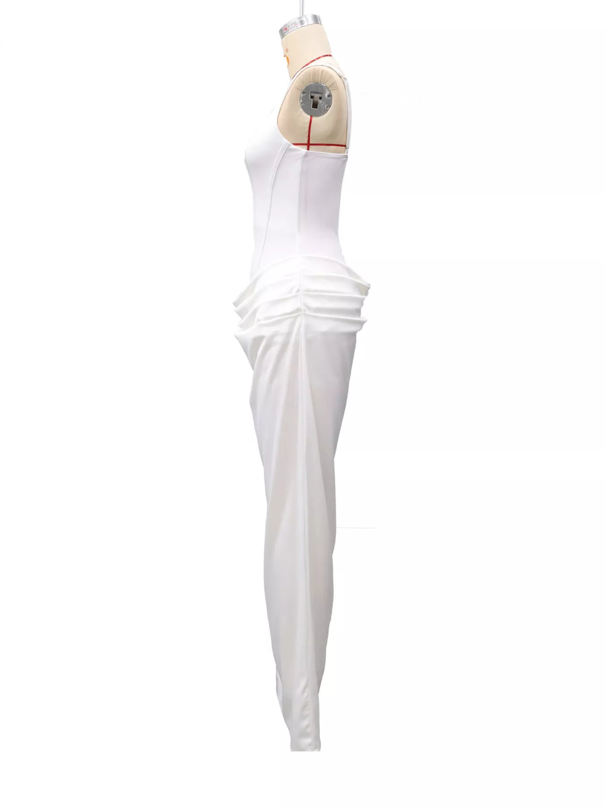 Square neck sleeveless maxi dress, side view