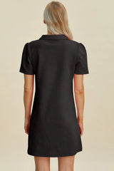 Trendsi Double Take Full Size Texture Short Sleeve Dress - Dresses