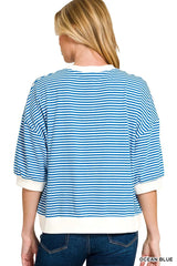 Trendsi Zenana Striped Contrast Trim Banded Bottom Top -