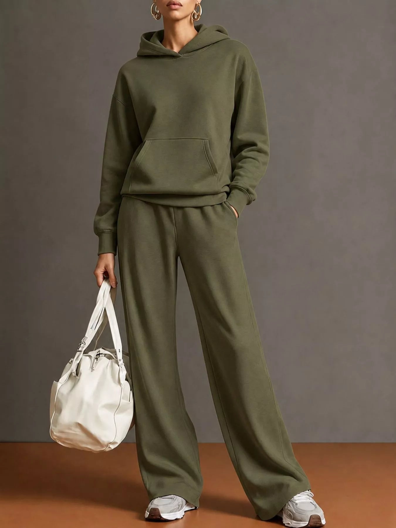 Trendsi Kangaroo Pocket Hoodie and Pants Set -
