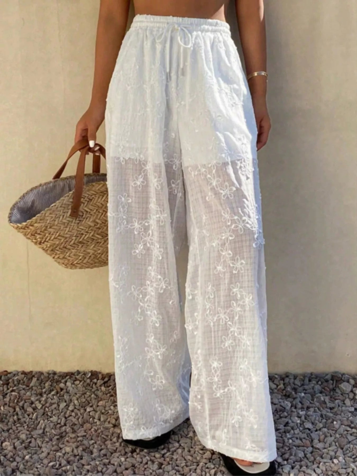 Trendsi Drawstring Wide-Leg Pants -