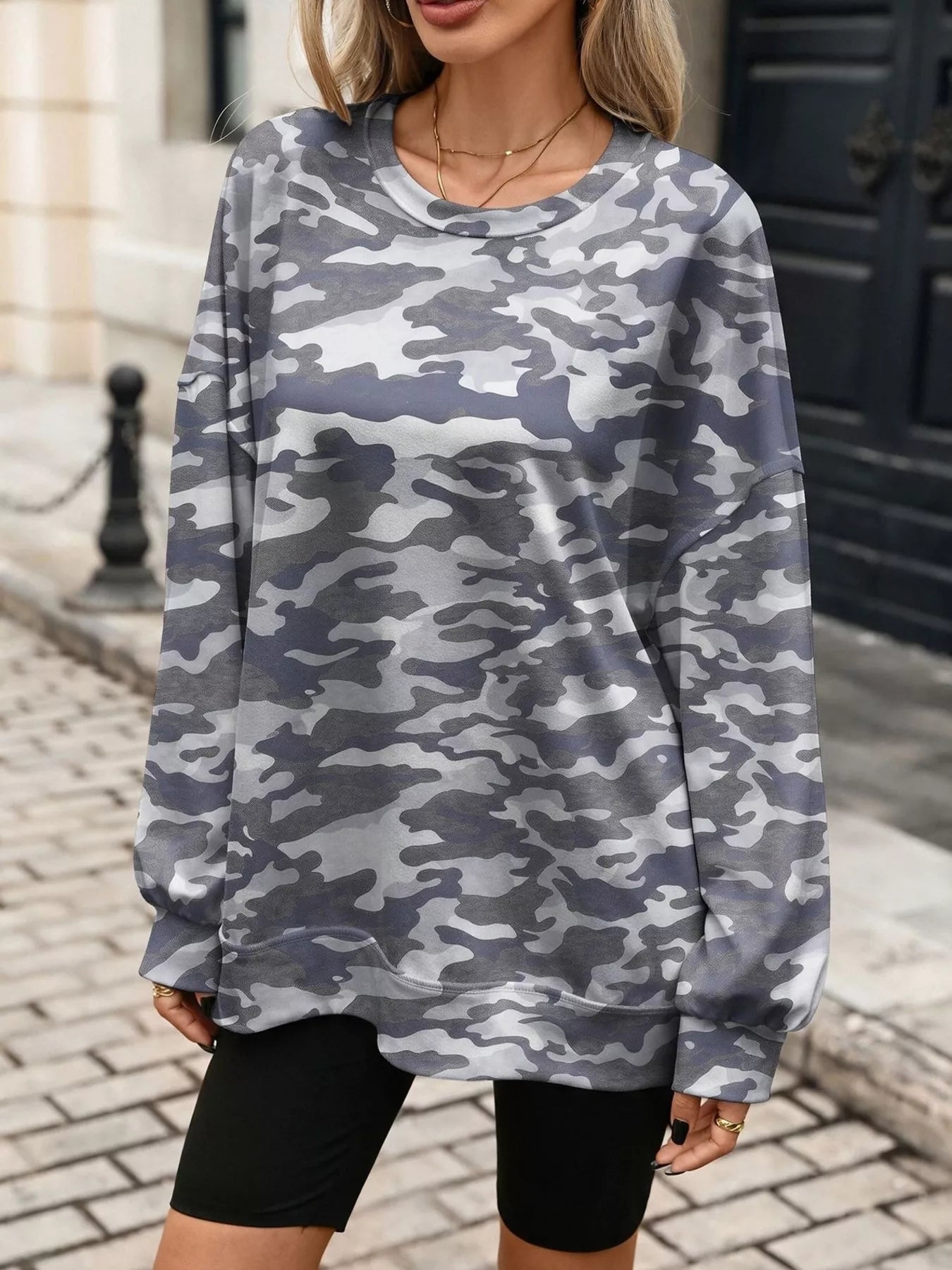 Trendsi Printed Round Neck Sweatshirt -