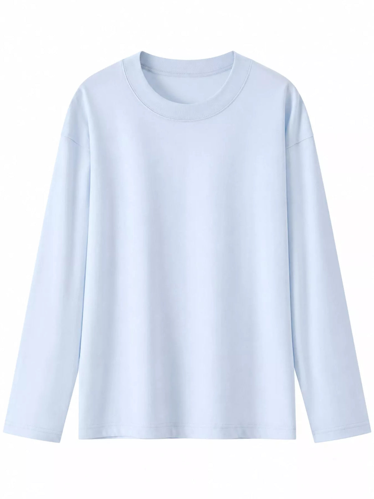 Solid Long-Sleeve Crew Neck T-Shirt — garment front