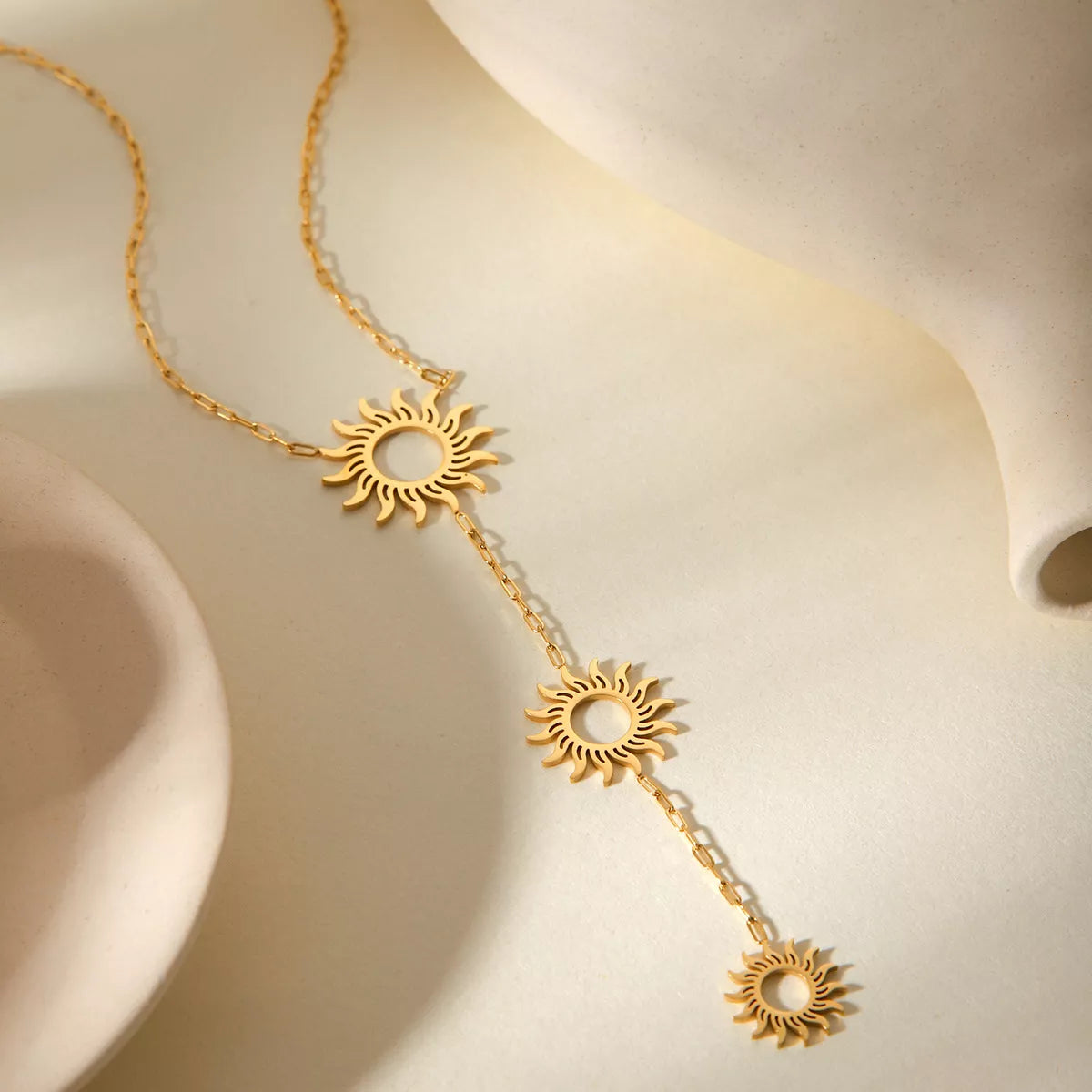 Trendsi 18K Gold-Plated Sun Pendant Necklace -