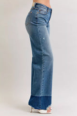 Trendsi Judy Blue Raw Hem High Waist Column Straight Jeans -