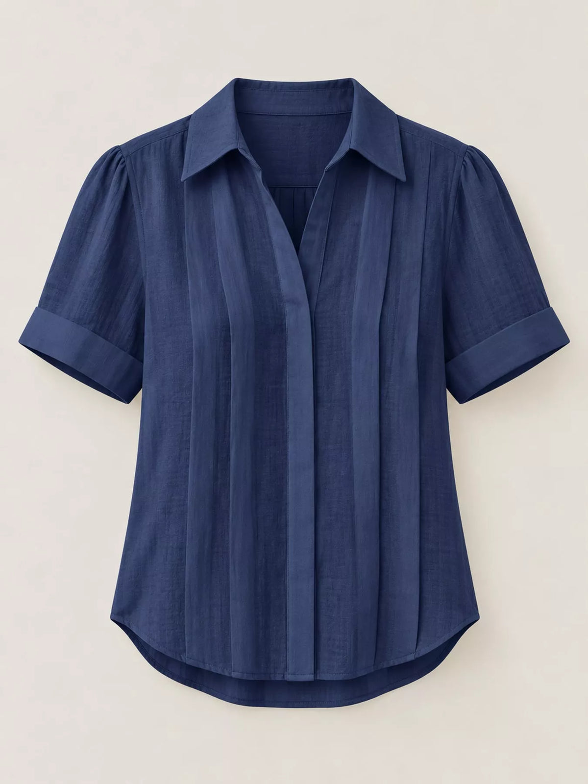 Navy button up short sleeve shirt