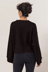 Trendsi HYFVE Round Neck Dropped Shoulder Ribbed Sweater - Shirts