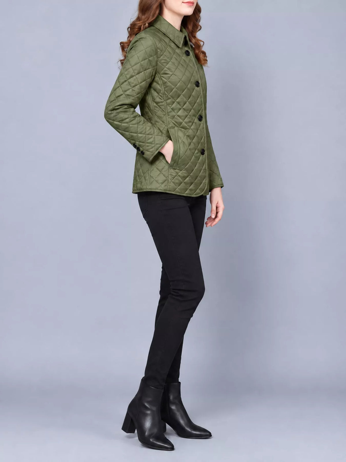 Quilted Lightweight Button-Down Jacket — side view