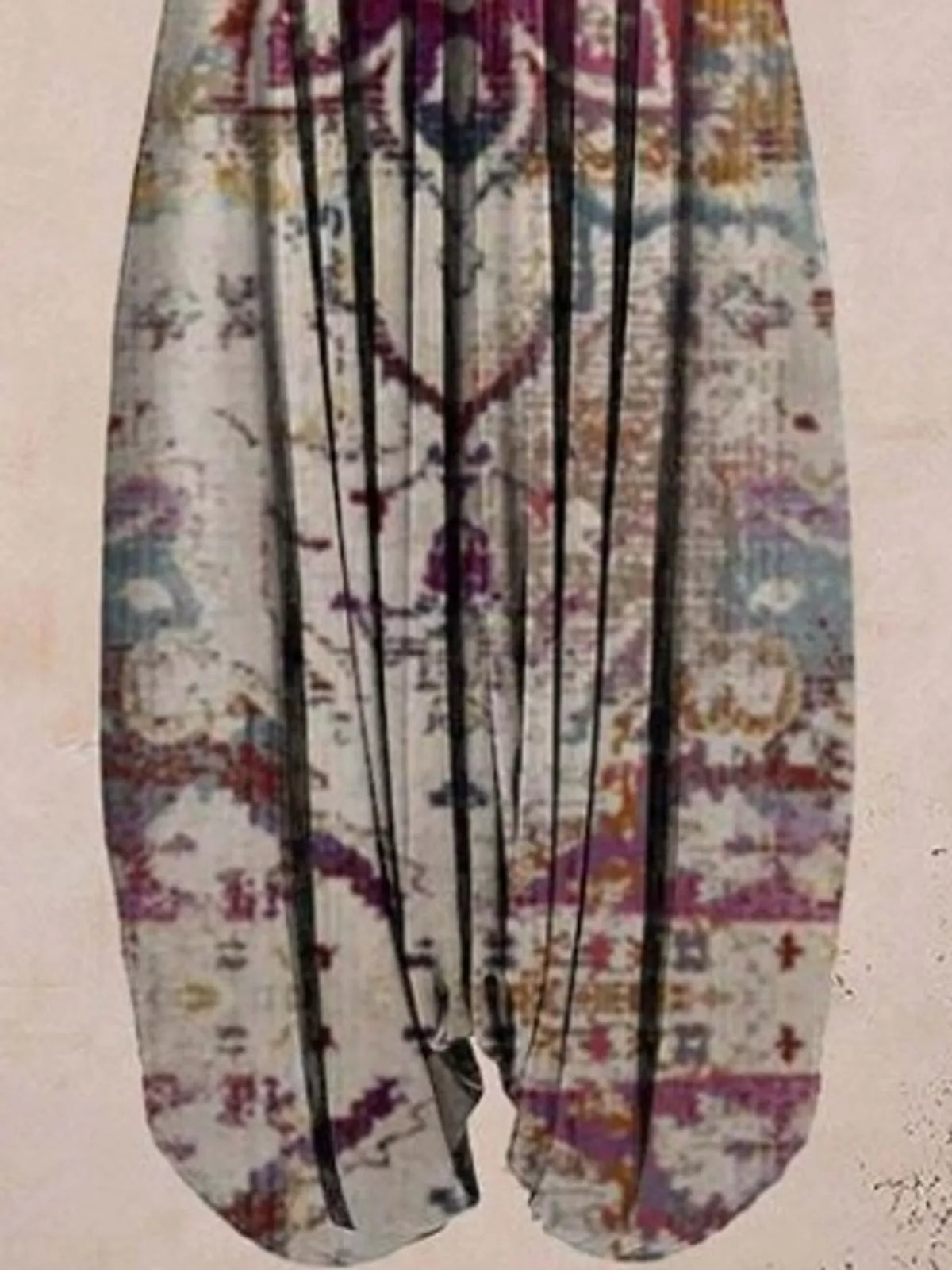Multicolor geometric-print V-neck sleeveless jumpsuit, leg and print detail