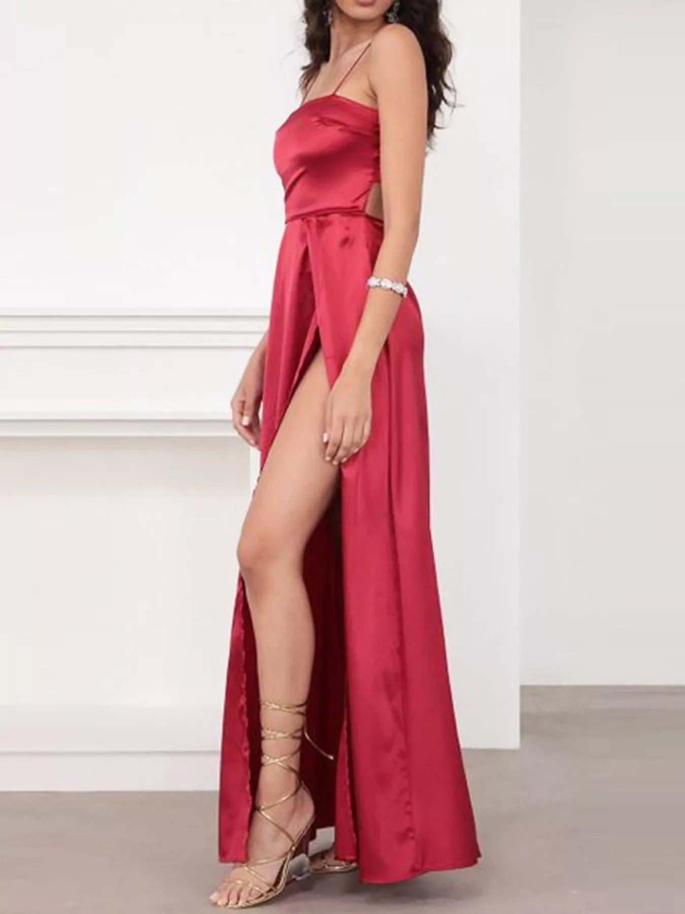 Trendsi Spaghetti Strap High-Slit Maxi Dress -