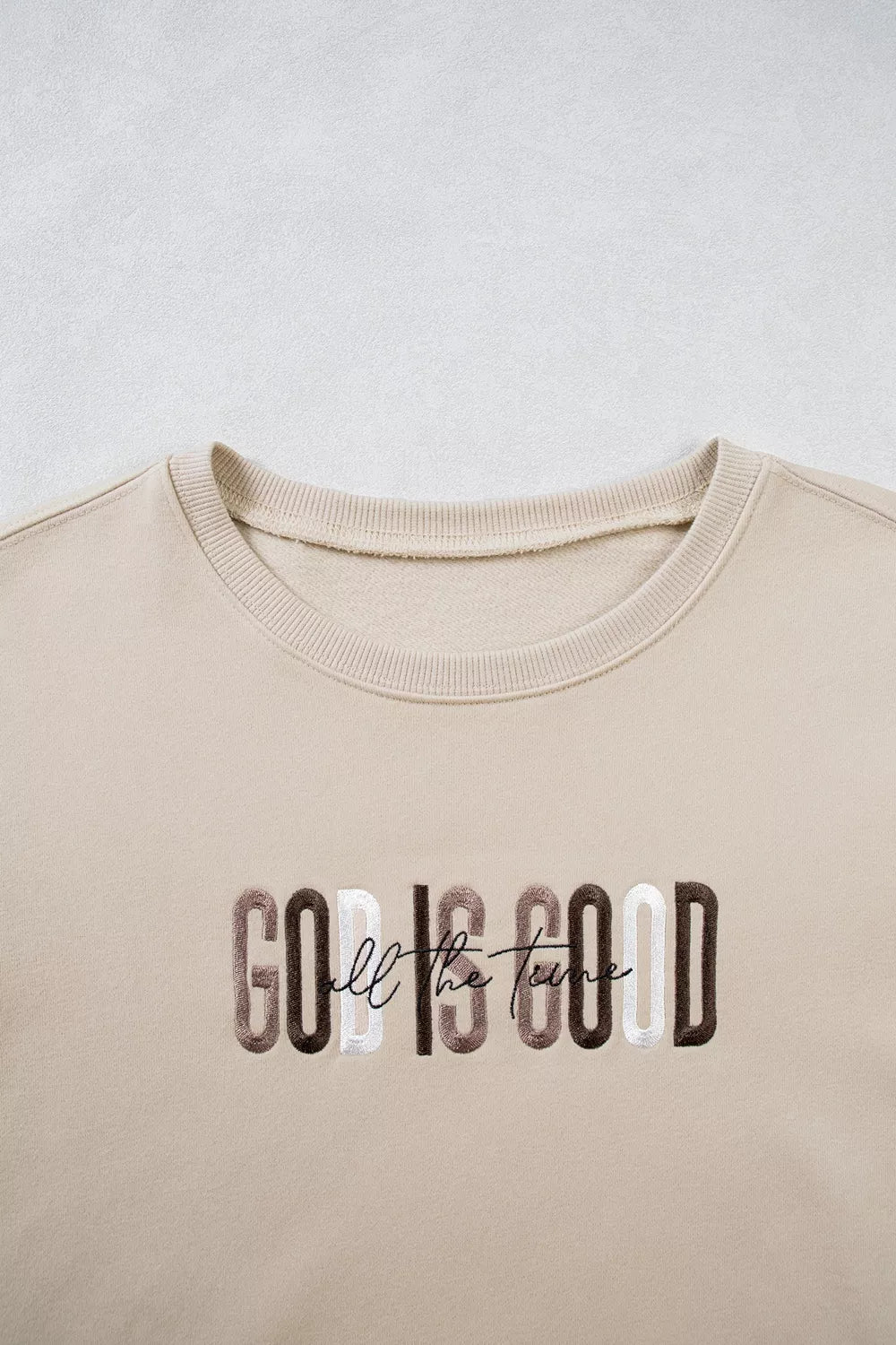 Trendsi God Is Good Letter Graphic Crew Neck Sweatshirt -