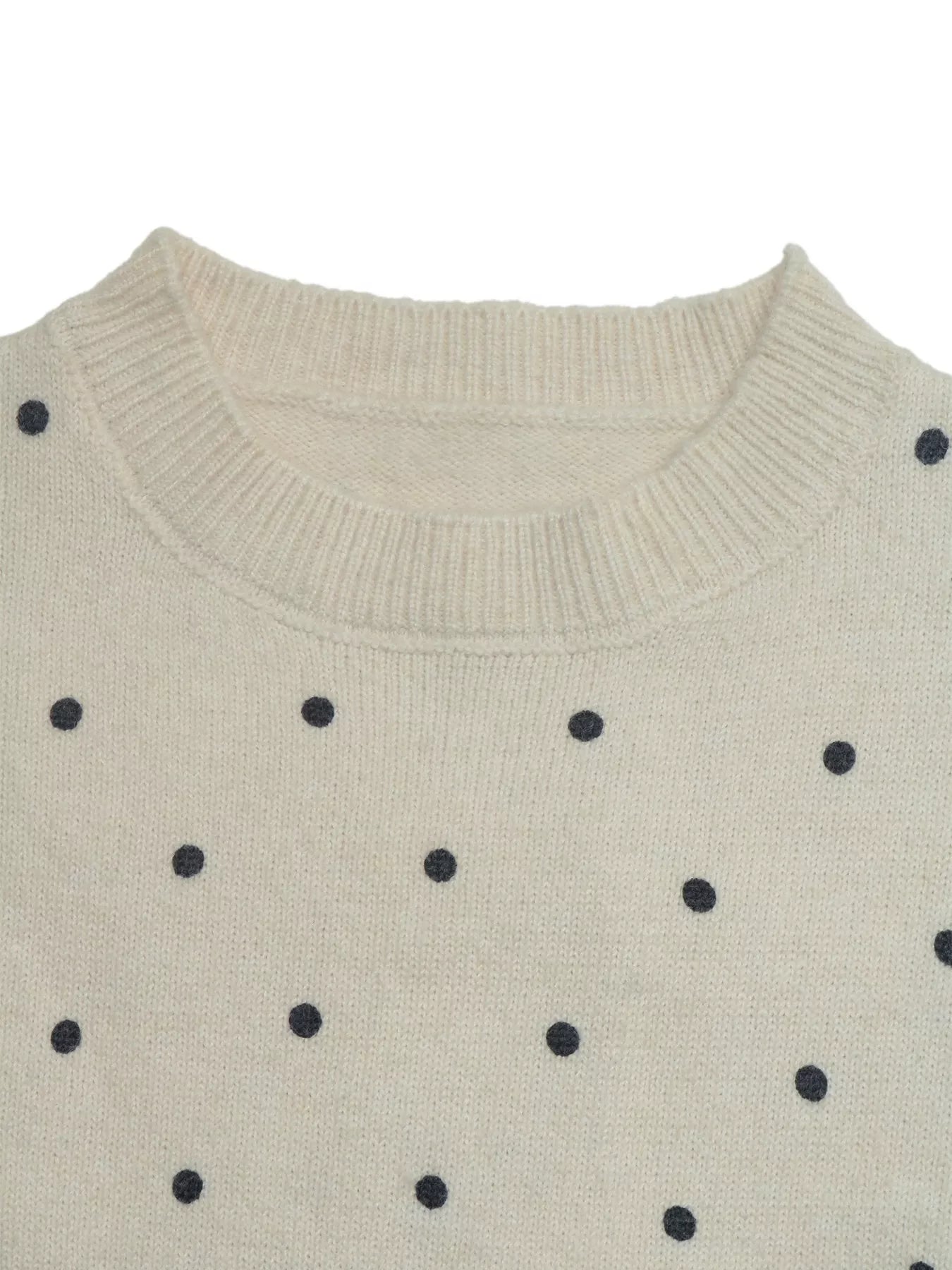 Trendsi Polka Dot Short Sleeve Knit Sweater -