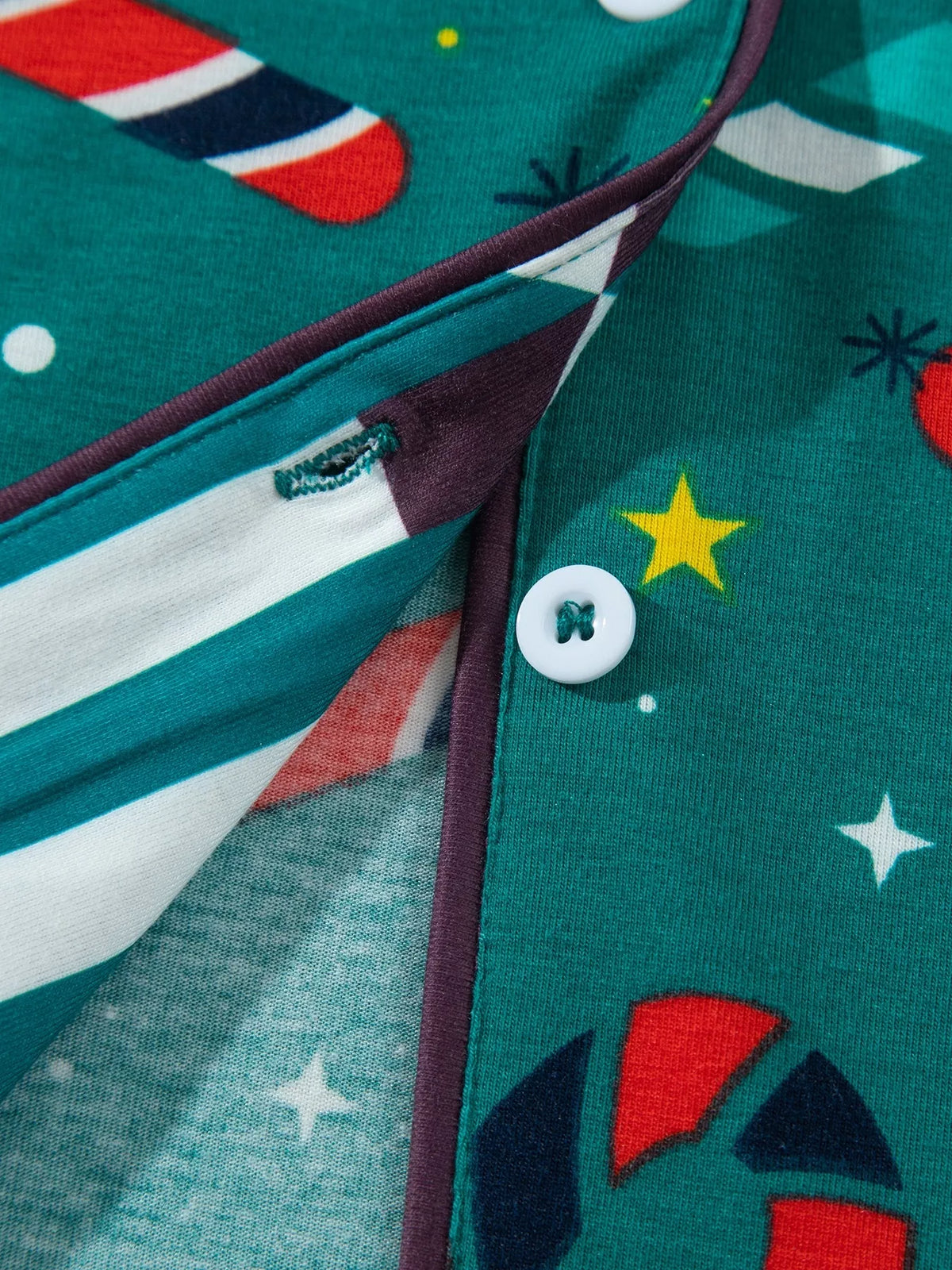 Candy-cane lounge set, button placket detail