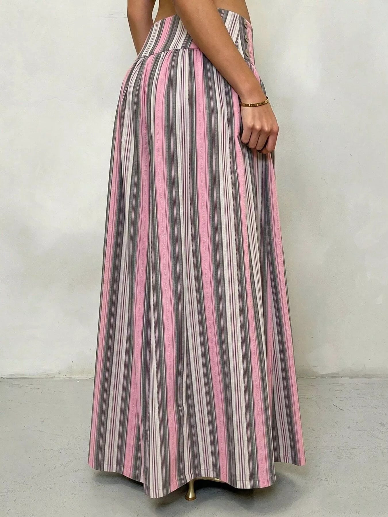 Trendsi High-Waisted Striped Wide-Leg Casual Pants -