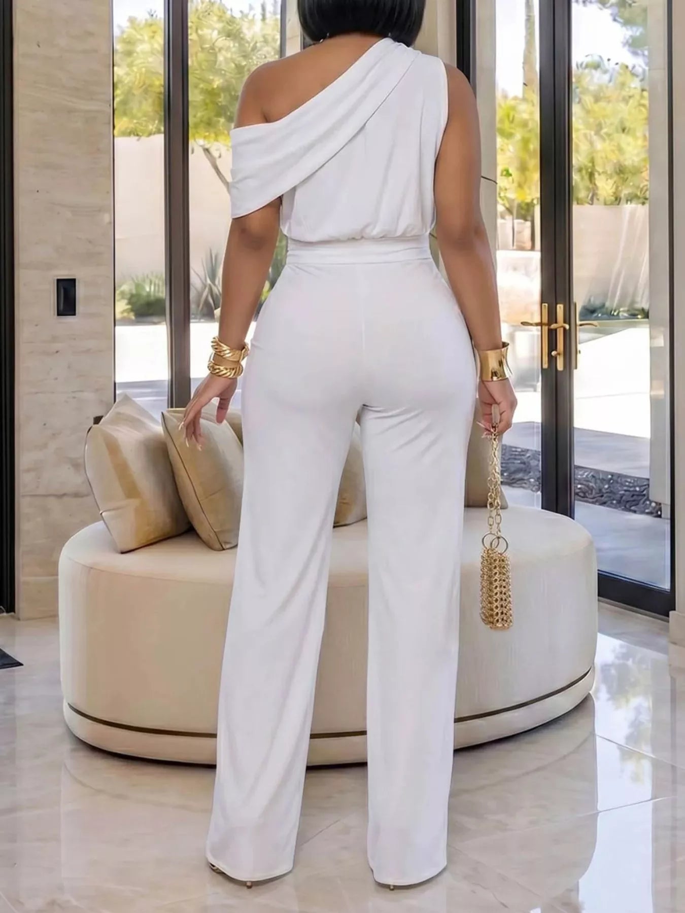 Trendsi One-Shoulder Draped Wide Leg Jumpsuit -