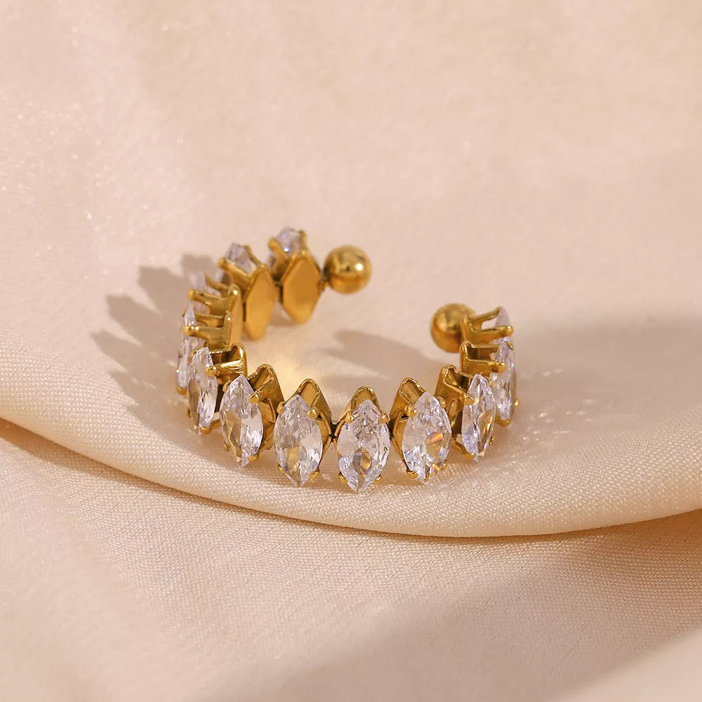 Gold-plated zircon bracelet and ring set — ring open band detail