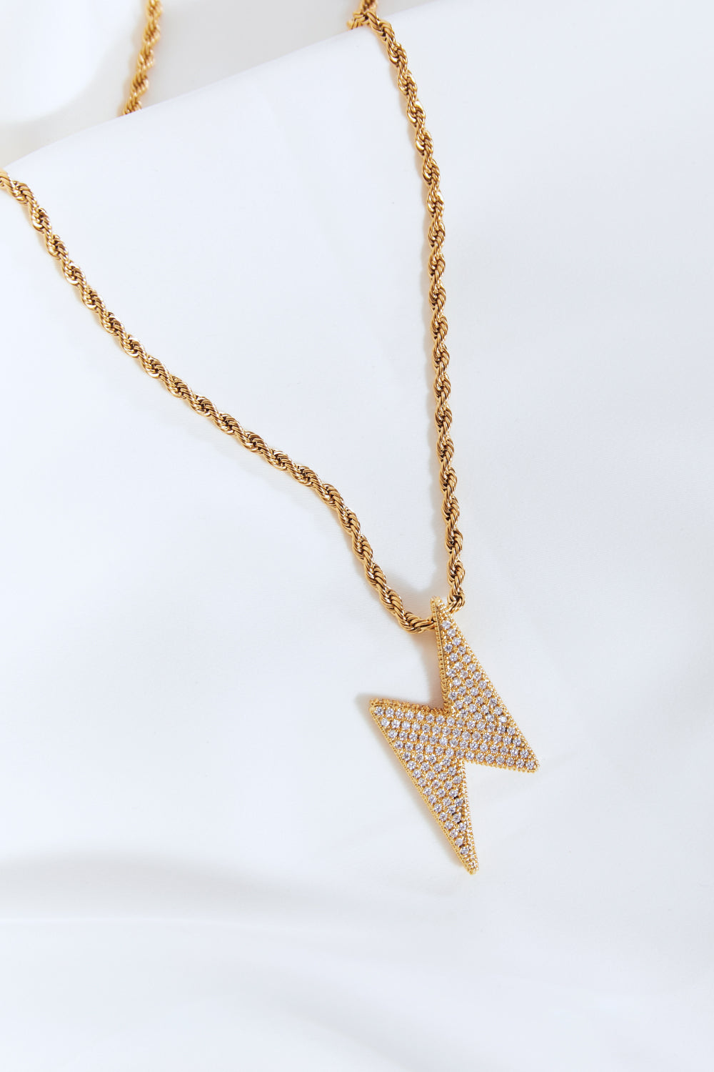Women's Lightning Pendant Necklace Brass Cubic Zirconia Twisted Chain — product view 5