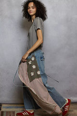 Trendsi POL V-Neck Short Sleeve Top with Stitch Seam Detail -