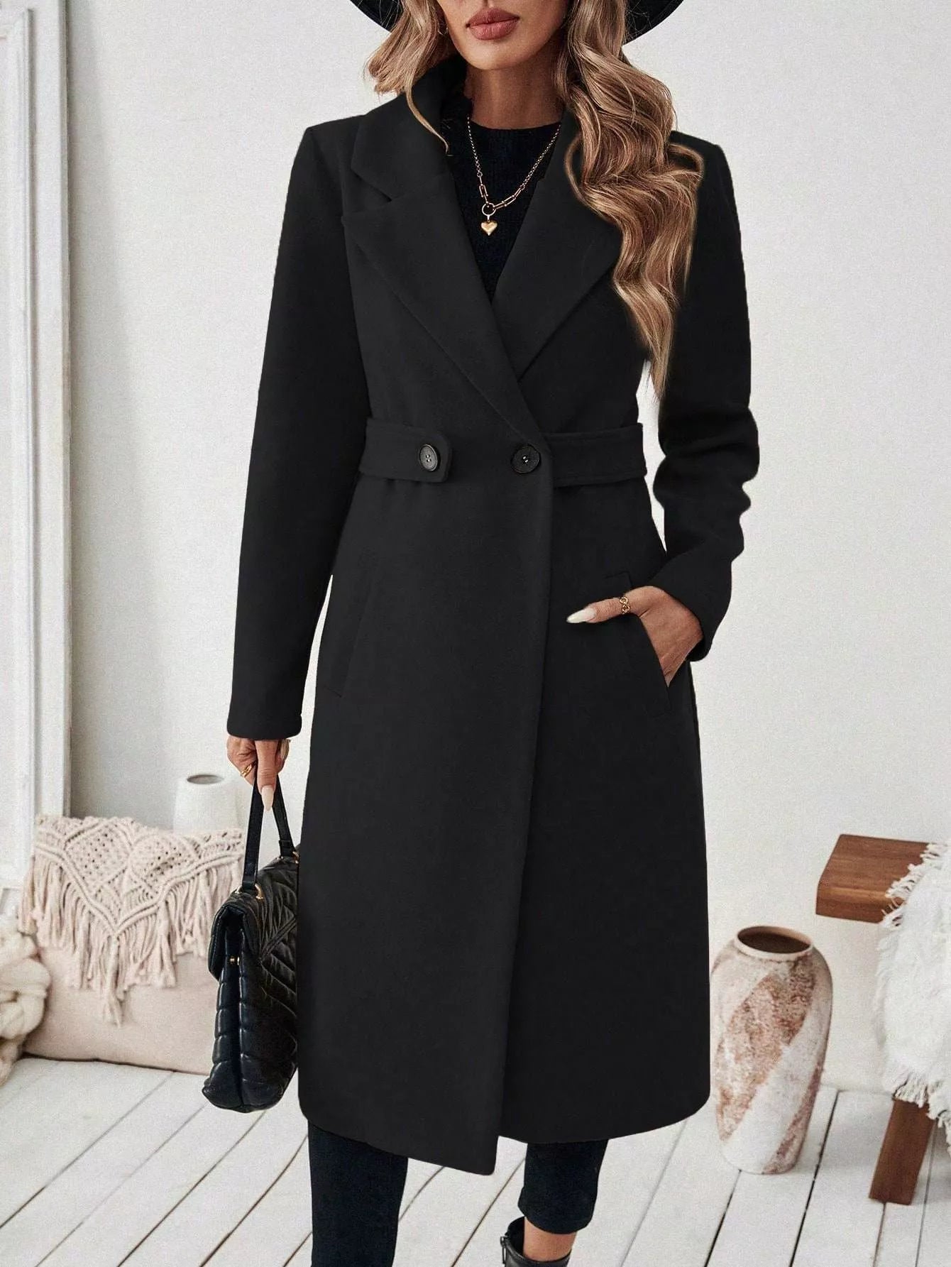 Trendsi Single-Button Longline Coat -