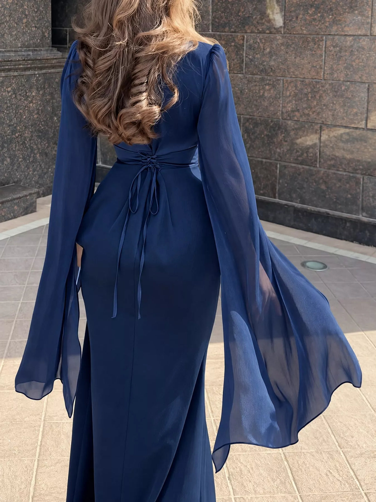 Round Neck Maxi Dress — back view