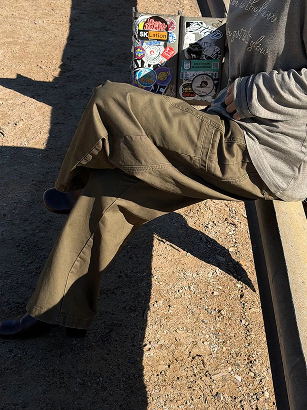 Cargo Wide-Leg Pants in olive green