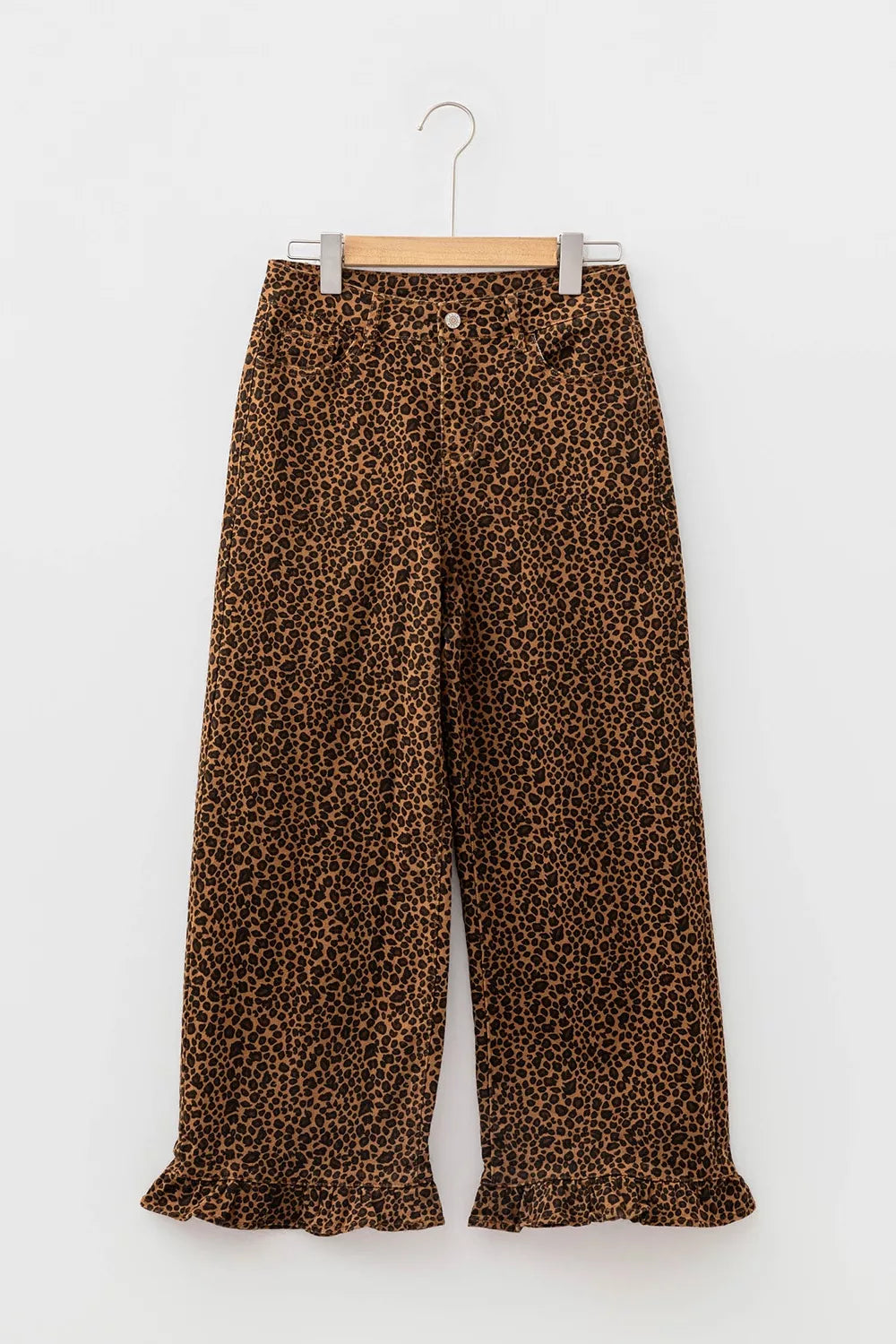 Leopard-print ruffle-hem jeans