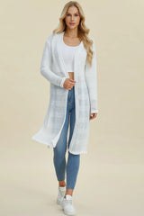 Trendsi Double Take Full Size Open Front Longline Cardigan -